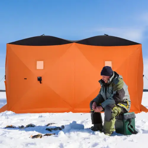 Outsunny 8-Person Pop-up Portable Ice Fishing Tent with Ventilation Windows and Carrying Bag-22℉ (Like New) - F360