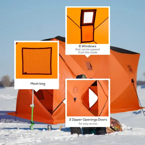 Outsunny 8-Person Pop-up Portable Ice Fishing Tent with Ventilation Windows and Carrying Bag-22℉ (Like New) - F360 - Image 7