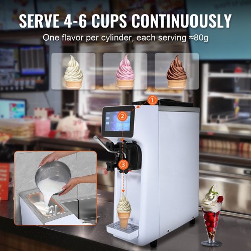 VEVOR 1000W Single Flavor Countertop Soft Serve Commercial Ice Cream Maker - F372 - Image 4