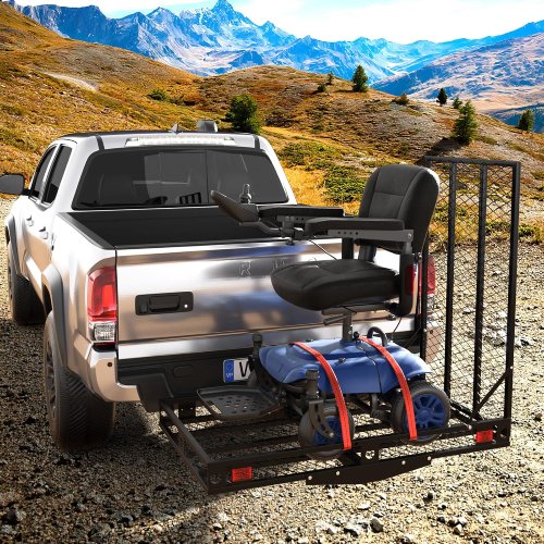 Goplus 50” x 29.5” Folding Hitch Cargo Carrier with 42” Ramp, 500 LBS Trailer Hitch Mount Carrier (Like New) - F380