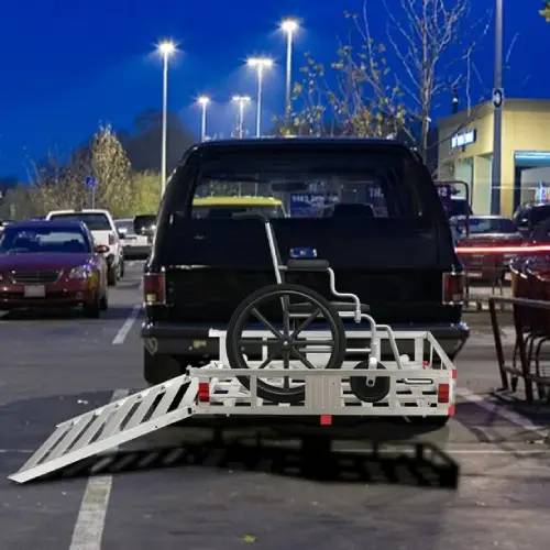 Costway 50''x29.5'' Aluminum Cargo Carrier with Ramp, Hitch-Mounted Mobility (Like New) - F381