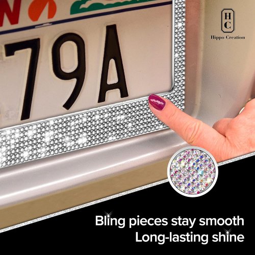 Crystal Bling License Plate Frames for Women Handcrafted Acrylic Bedazzled Cover - Crystal (Pack of 2) - Image 7