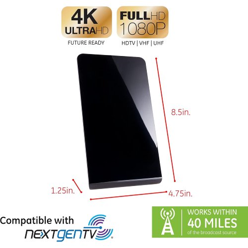 GE 33681 Pro HD Flat Passive Antenna, Black - Image 5