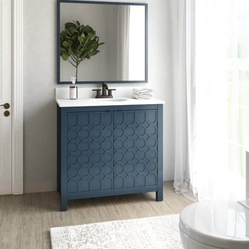 Twin Star Home 36 in. Bathroom Vanity with White Marble Countertop Sink (Like New) - F17