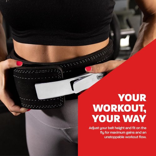 Lever Belt 10mm Belt For Men & Women Buckle Strongman Power Weightlifting Belts, Large (38"-44") - Black - Image 5