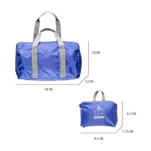 Foldable Unisex Sports/Travel Duffel Bag, Blue - Image 5