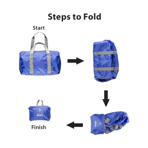 Foldable Unisex Sports/Travel Duffel Bag, Blue - Image 6