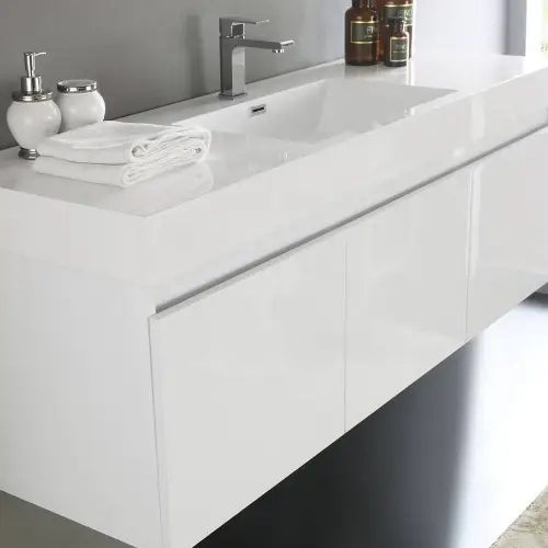 Fresca Mezzo 60" White Wall Hung Single Sink Modern Bathroom Vanity with Medicine Cabinet (Like New) - F19 - Image 3