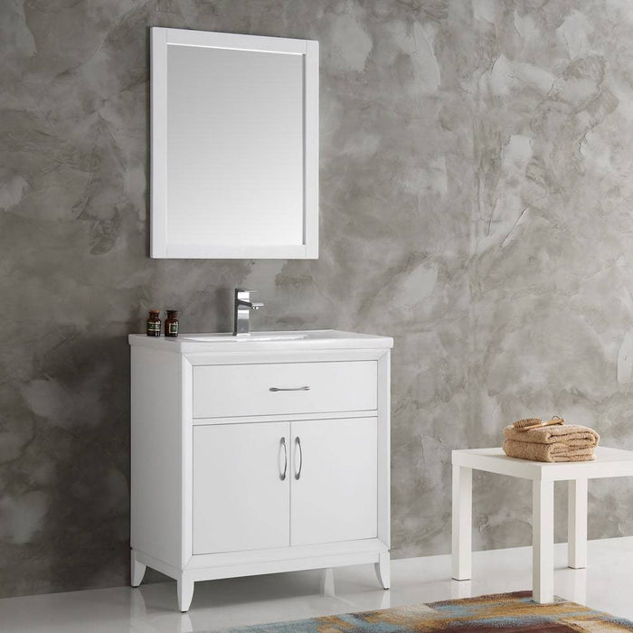 Fresca FVN2130WH Cambridge 30" White Traditional Bathroom Vanity with Mirror (Like New) - F36