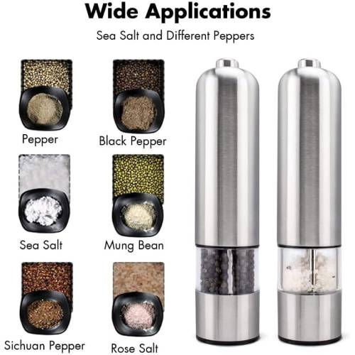 2 Pack Electric Pepper and Salt Grinder, Battery Powered - Stainless Steel - Image 3