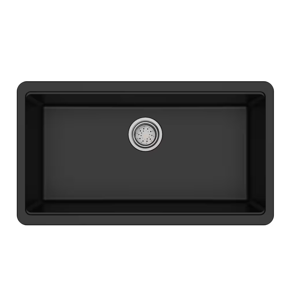 Kraus Undermount Granite Composite 32" Single Basin Kitchen Sink Kit in Black (Like New) - F47 - Image 6