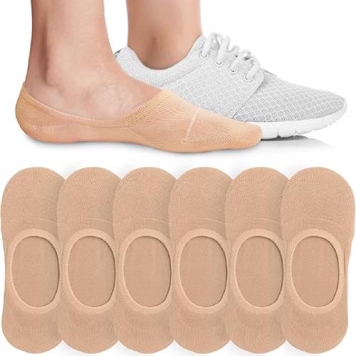Eedor No Show Socks Womens with Low Cut Socks and No Slip Socks for Women, 3 Pairs (6 Socks)_beige, 5-7