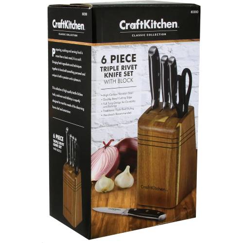 CraftKitchen™ Classic Collection 6 Piece Triple Rivet Knife Block Set - Image 3