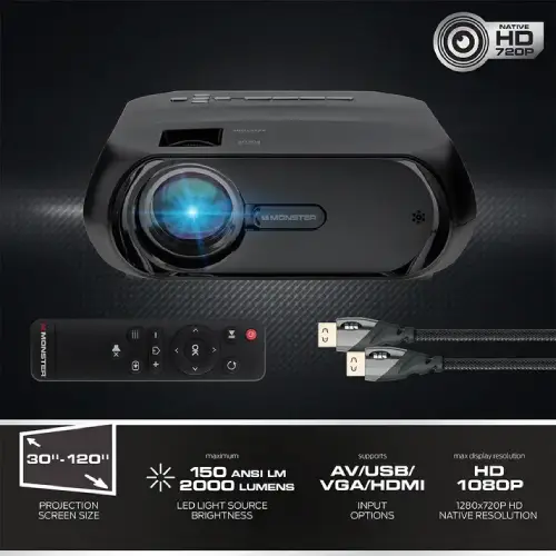 Monster Vision MHV11051CAN Image Pro 720P HD TFT LCD Projector - Image 4