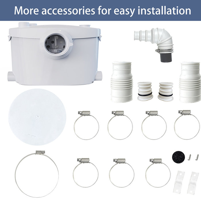 SUPERFLO Macerating Toilet System, Powerful & Durable Upflush Toilet for Basement Macerator Pump Toilet with AC Vent & 4 Water Inlets (Like New) - F59 - Image 7