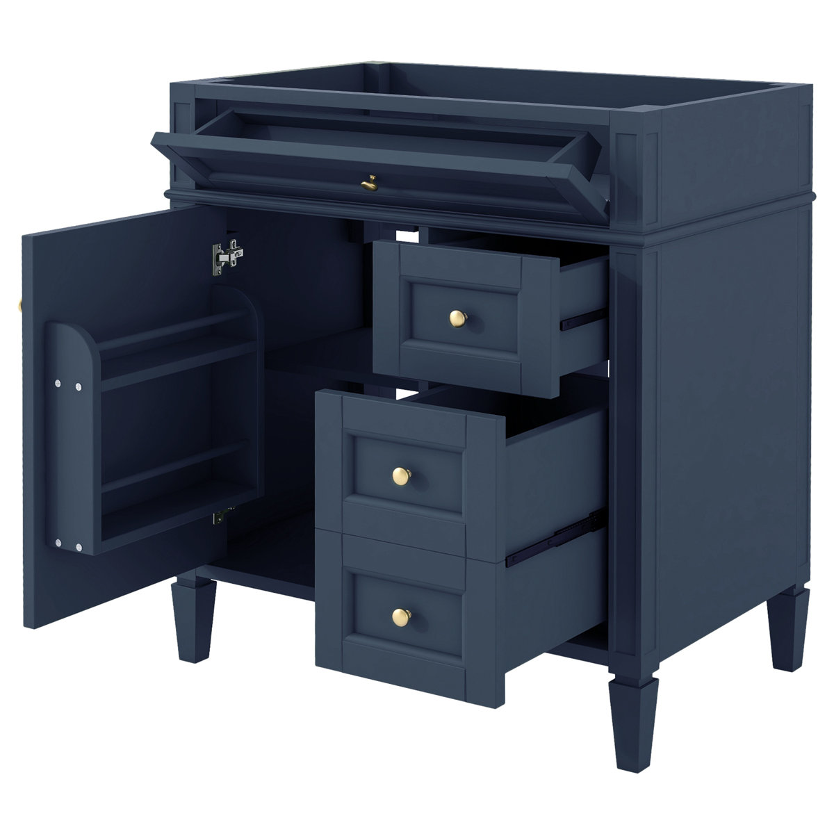 Wateday 30'' Bathroom Marble Vanity Sink, Modern Bathroom Storage Cabinet with 2 Drawers and a Tip-out Drawer (Like New) - F39 - Image 2