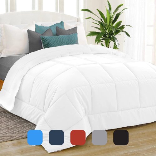 Equinox International Comforter Siliconized Fiberfill Alternative Goose Down Duvet (King) - White