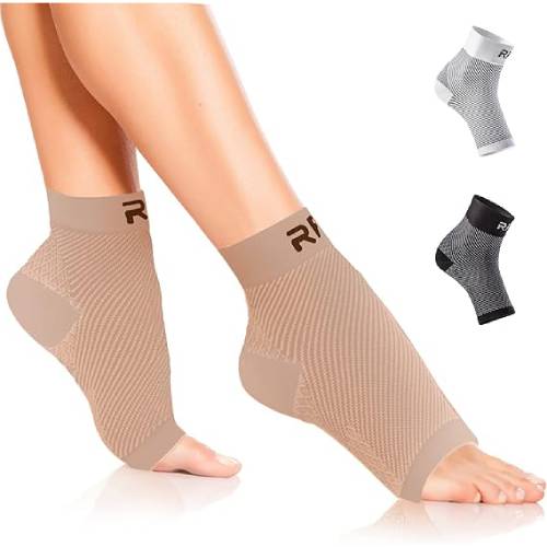 Plantar Fasciitis Foot Compression Sleeves for Injury Rehab & Joint Pain. Best Ankle Brace - Instant Relief & Support for Achilles Tendonitis, Fallen Arch, Heel Spurs, Swelling & Fatigue (Beige, Small)