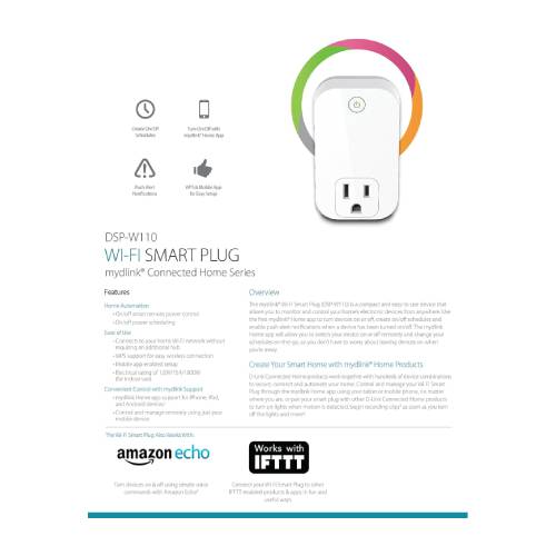 D-Link Systems DSP-W110 Mydlink Wi-Fi Smart Plug (Works with Amazon Alexa) - Used - Like New - Image 6