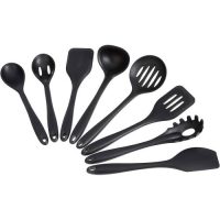 Silicone Non-Stick Heat Resistant Cooking Utensil Set, Set of 8 Utensils - Black