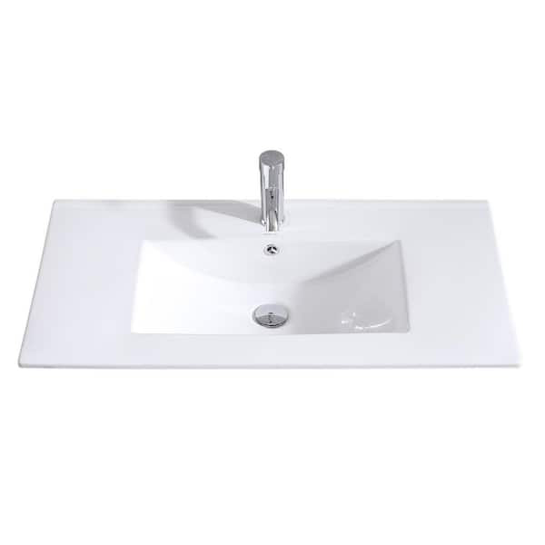 Wonline 36" Ceramic Vanity Top with Integrated White Basin and Faucet (Like New) - F38