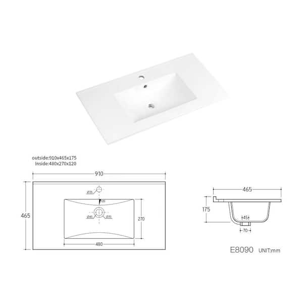 Wonline 36" Ceramic Vanity Top with Integrated White Basin and Faucet (Like New) - F38 - Image 2