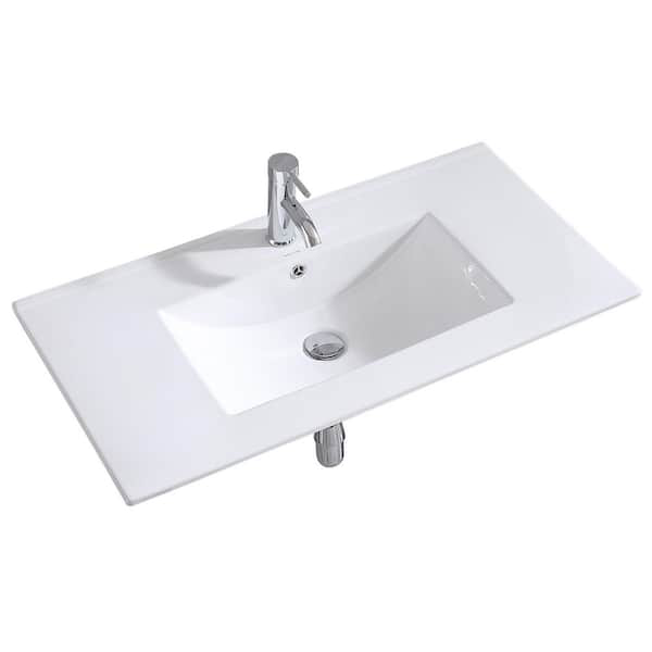 Wonline 36" Ceramic Vanity Top with Integrated White Basin and Faucet (Like New) - F38 - Image 3