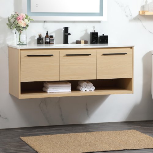 Elegant Lighting Maple Colured Cabinet with Drawers and White Sink (Like New) - F11 - Image 3