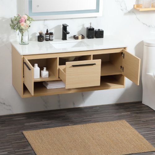 Elegant Lighting Maple Colured Cabinet with Drawers and White Sink (Like New) - F11 - Image 2