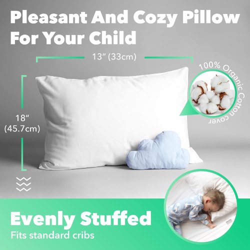 Super Soft & Breathable 100% Cotton Cover Toddler Pillow (2-Pack) - Image 3