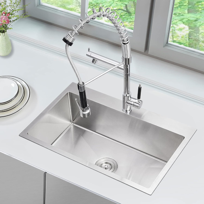 MENATT 28" Drop-in Kitchen Sink, 304 Stainless Steel Topmount Handmade Residential Sink (Like New) - F40 - Image 2