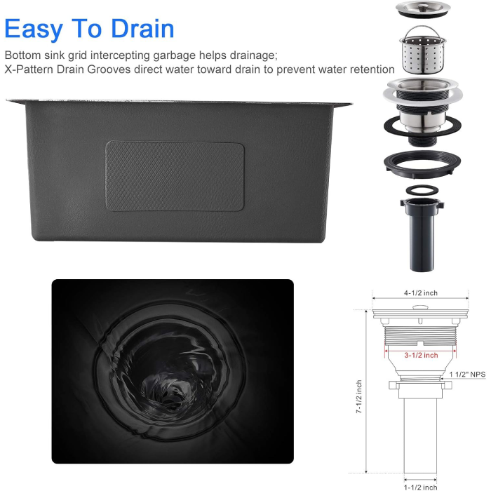 MENATT 28" Drop-in Kitchen Sink, 304 Stainless Steel Topmount Handmade Residential Sink (Like New) - F40 - Image 7