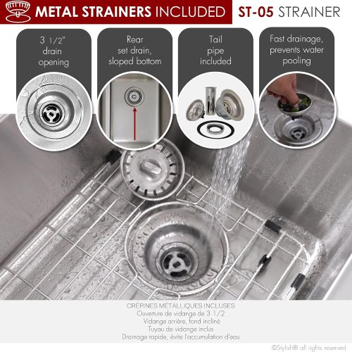Stylish S-414TG 29" x 18" Stainless Steel Double Bowl Kitchen Sink, Drop-In/Undermount (Like New) - F53 - Image 2