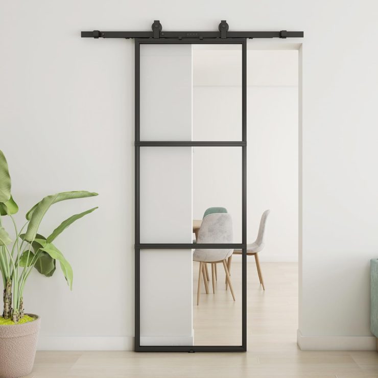 JUBEST 30" x 84" Sliding Glass Barn Door w/ Hardware Kit (Like New) - F614