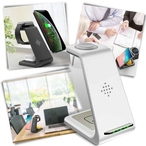 T3 3-in-1 Wireless Phone Charging Station, Black