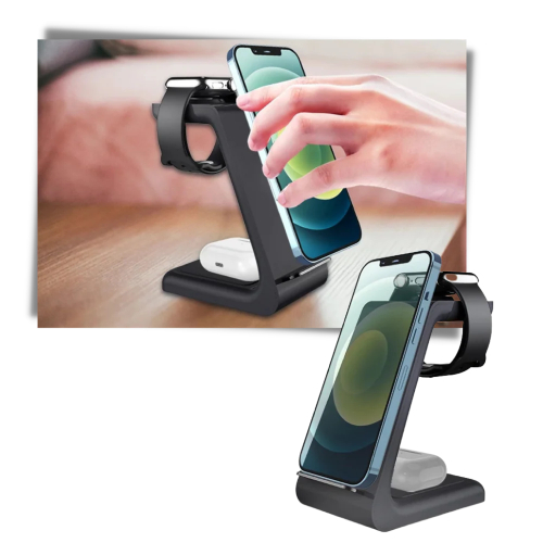 T3 3-in-1 Wireless Phone Charging Station, Black - Image 7