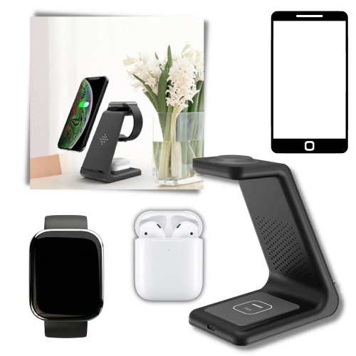 T3 3-in-1 Wireless Phone Charging Station, Black - Image 5