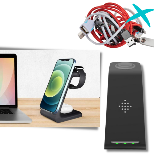 T3 3-in-1 Wireless Phone Charging Station, Black - Image 4