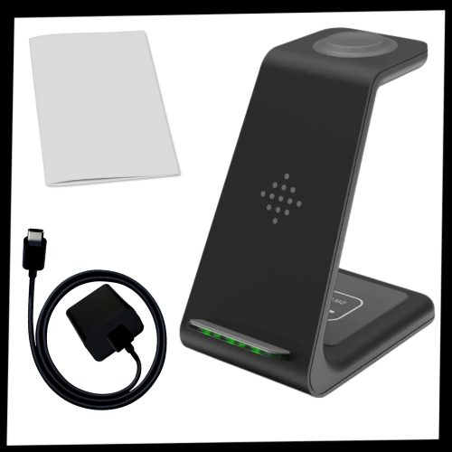 T3 3-in-1 Wireless Phone Charging Station, Black - Image 2