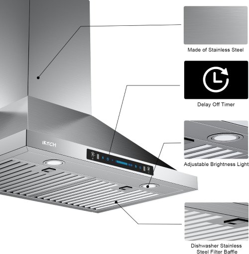 IKTCH 30″ 900 CFM Stainless Wall Mount Range Hood (Like New) - F251 - Image 5