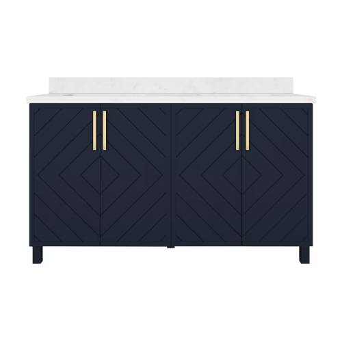BridgePoint 60″ Roundstone Double Sink Vanity, Blue (Like New) - F655 - Image 2