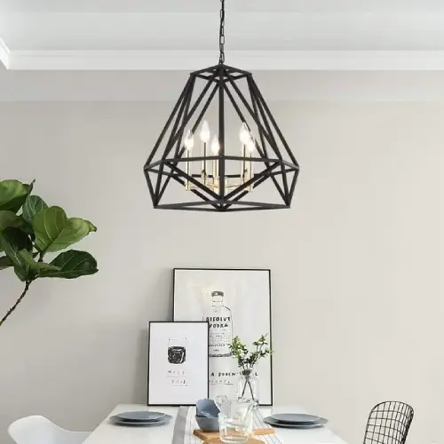 Maxax 5-Light Metal Lantern Chandelier, Antique Black (Like New) - F672