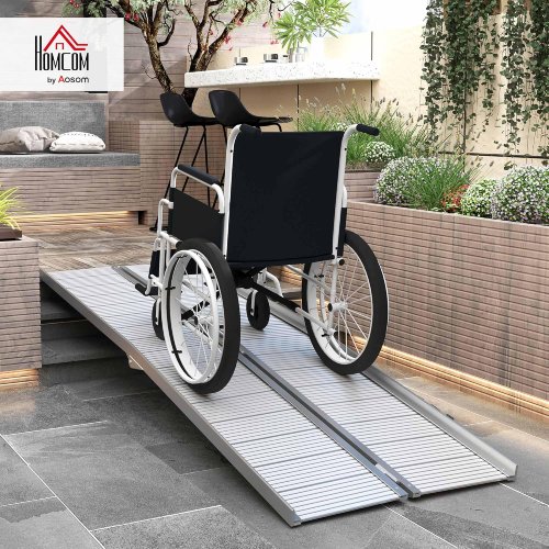 HOMCOM 8ft Foldable Aluminum Wheelchair Ramp – 600lbs (Like New) - F684