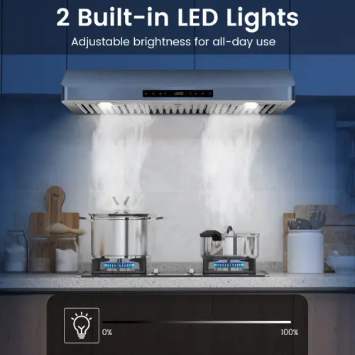 30″ Under-Cabinet 900 CFM Stainless Steel Range Hood with LEDs & Remote (Like New) - F692 - Image 7