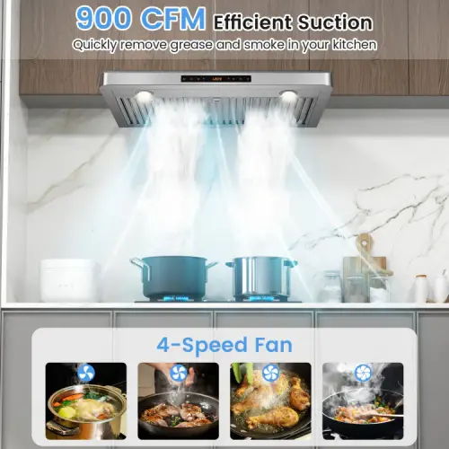 30″ Under-Cabinet 900 CFM Stainless Steel Range Hood with LEDs & Remote (Like New) - F692 - Image 6