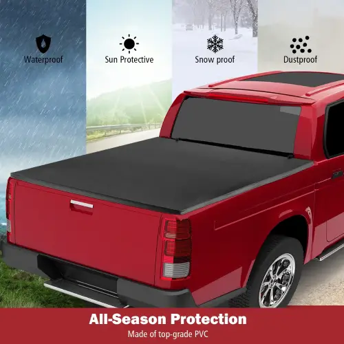 COSTWAY 5.8 ft Soft 4-Fold Tonneau Cover for 2014-23 Silverado/Sierra (Like New) - F694 - Image 5