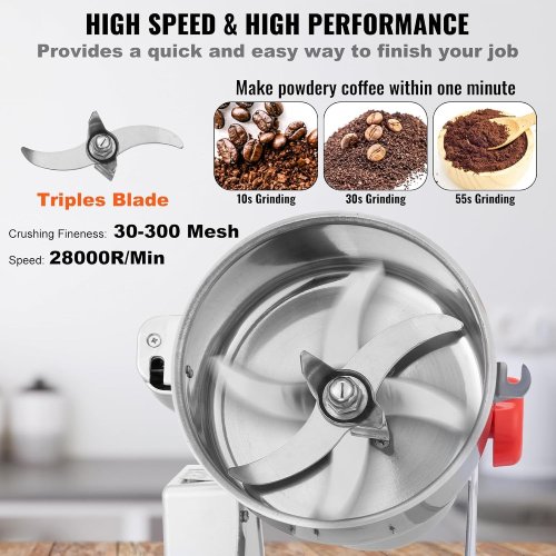 VEVOR 1500W Electric Grain Mill Grinder – Silver (Like New) - F699 - Image 5