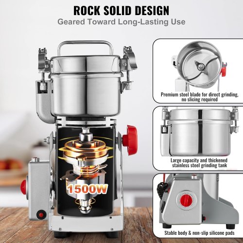 VEVOR 1500W Electric Grain Mill Grinder – Silver (Like New) - F699 - Image 4