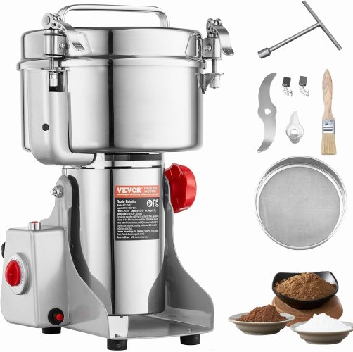 VEVOR 1500W Electric Grain Mill Grinder – Silver (Like New) - F699