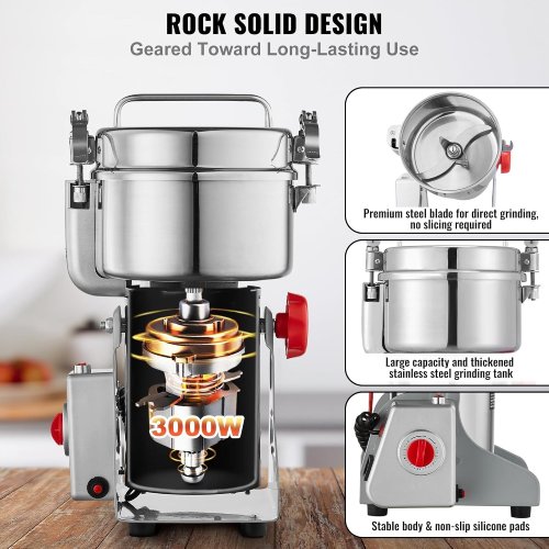 VEVOR 1500W Electric Grain Mill Grinder – Silver (Like New) - F699 - Image 7
